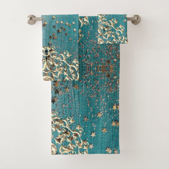 Glittery gem mandala towel set (Insitu)