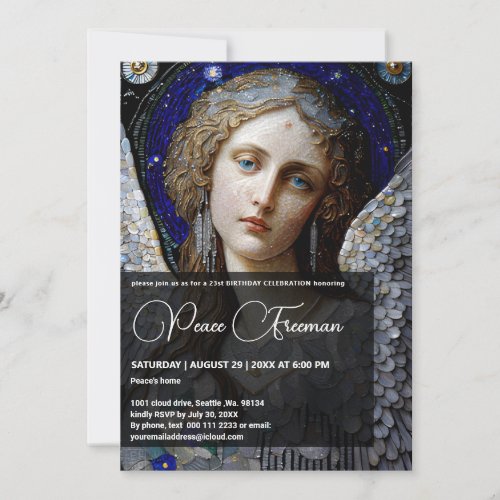 Glittery Gemstone Immortal AngelIvory Invitation