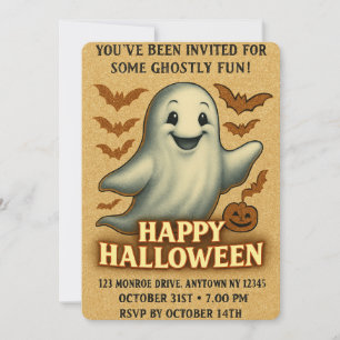 Glittery Ghost Halloween Party Invitation