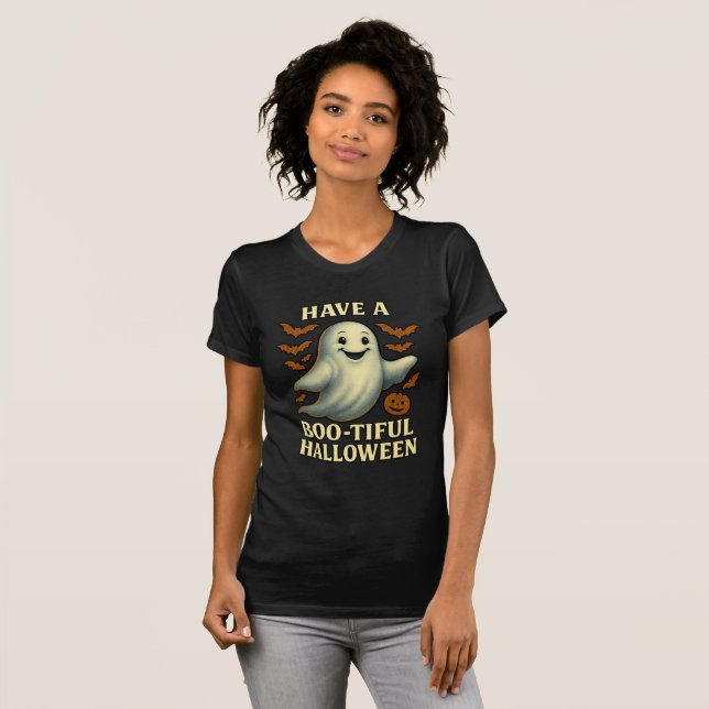 Glittery Ghost Halloween T-Shirt (Front Full)