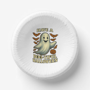 Glittery Ghost “Have a Boo-tiful Halloween” Paper Bowls