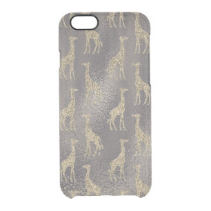 Glittery Giraffe on Glossy Gray      Clear iPhone 6/6S Case