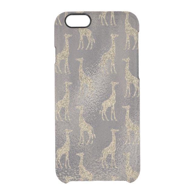 Glittery Giraffe on Glossy Gray      Uncommon iPhone Case (Back)