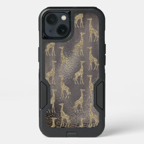 Glittery Giraffe on Glossy Grey     iPhone 13 Case