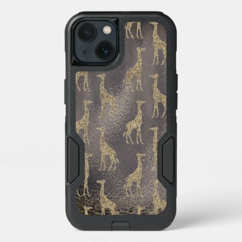 Glittery Giraffe on Glossy Grey  iPhone 13 Case