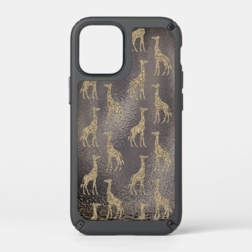 Glittery Giraffe on Glossy Grey   Speck iPhone 12 Mini Case