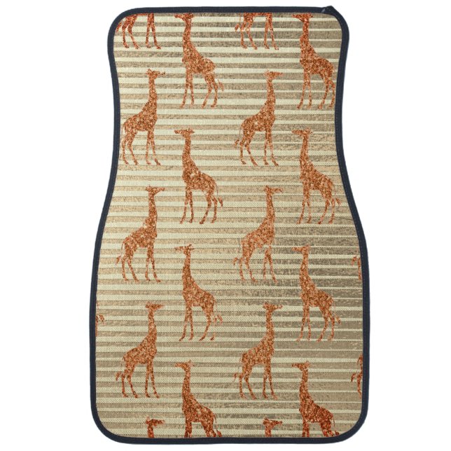 Glittery Giraffe on Gold Foil  Car Floor Mat (Front)