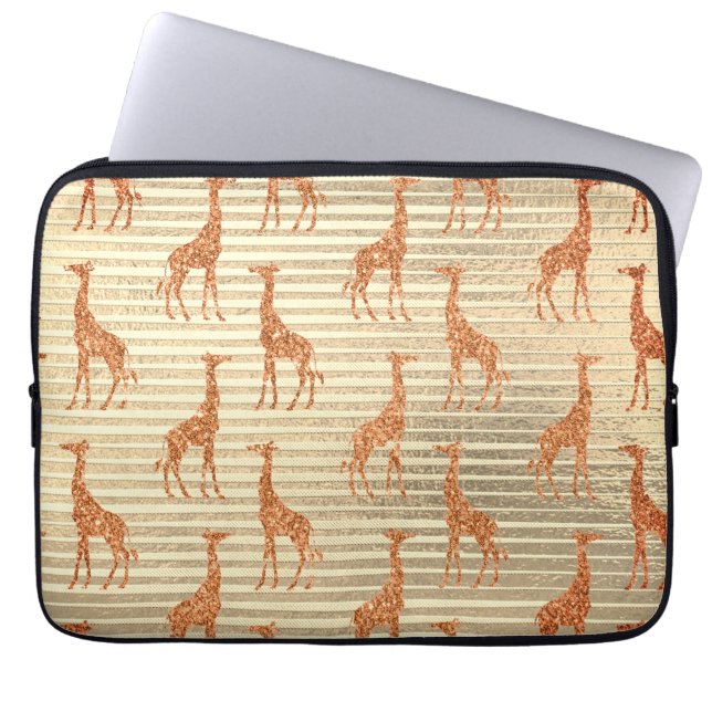 Glittery Giraffe on Gold Foil      Laptop Sleeve (Front)
