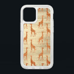 Glittery Giraffe on Gold Foil   Speck iPhone 12 Mini Case<br><div class="desc">An image of a glittery sparkly orange giraffe repeated on a gold striped foil backdrop for extra glam.  Stylish safari vibes.</div>