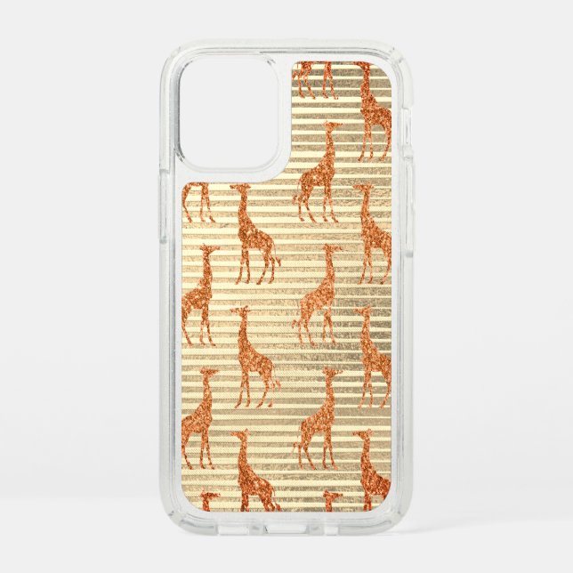Glittery Giraffe on Gold Foil   Speck iPhone 12 Mini Case (Front)