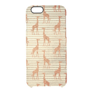 Glittery Giraffe on Gold Foil Clear iPhone 6/6S Case
