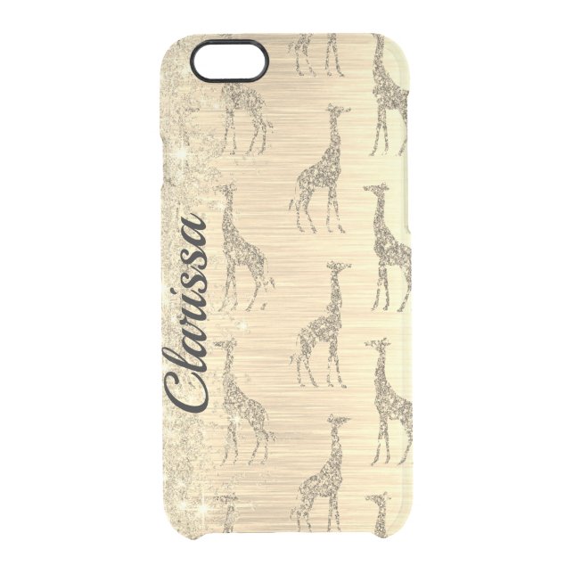 Glittery Giraffe on Metallic Gold  Uncommon iPhone Case (Back)