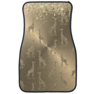 Glittery Giraffes on Glitzy Gold  Car Floor Mat