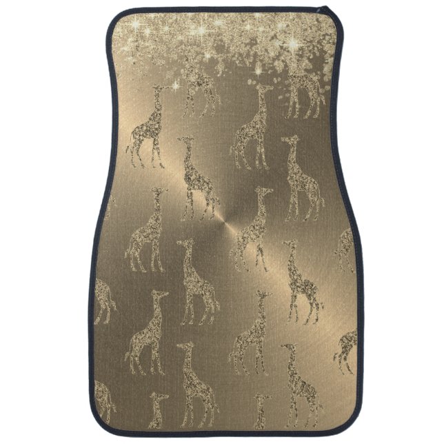 Glittery Giraffes on Glitzy Gold  Car Floor Mat (Front)