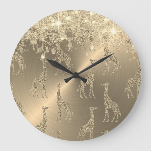 Glittery Giraffes on Glitzy Gold           Large Clock