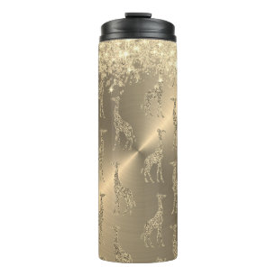 Glittery Giraffes on Glitzy Gold       Thermal Tumbler