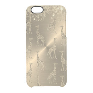 Glittery Giraffes on Glitzy Gold Clear iPhone 6/6S Case