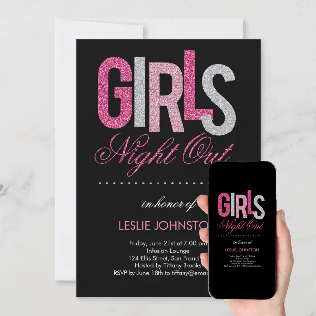 Glittery Girls Night Out / Bachelorette Party Invitation | Zazzle