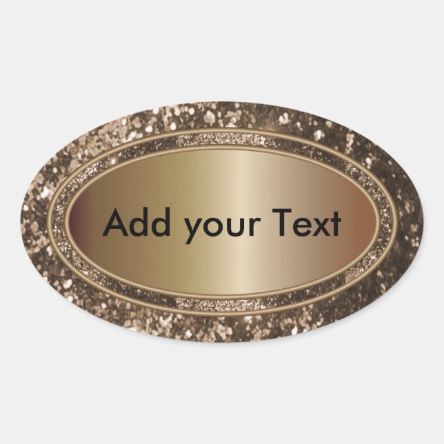Glittery Glam Brown Sparkles Oval Sticker (Front)