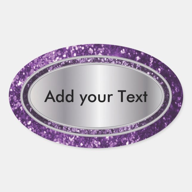Glittery Glam Purple Sparkles Oval Sticker (Front)