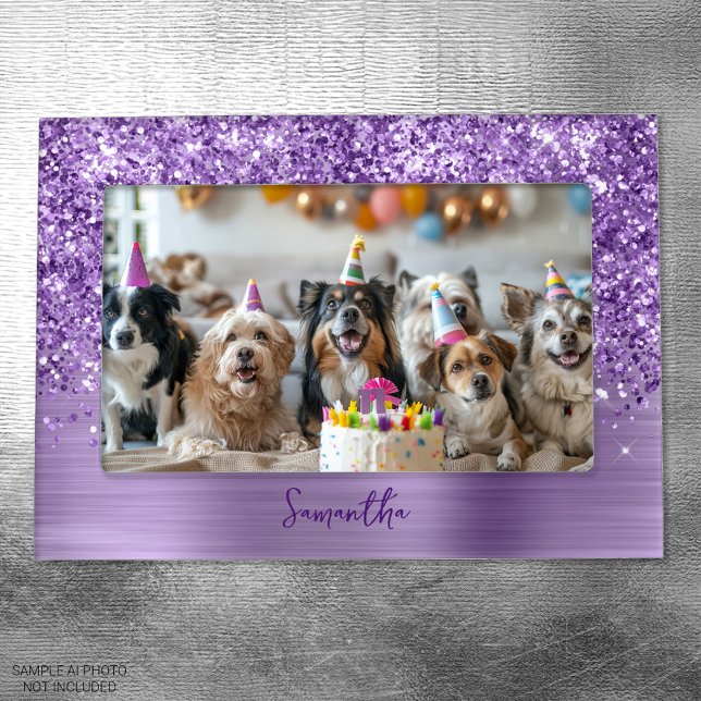 Glittery Glam Royal Purple Name Magnetic Frame (Glittery Glam Royal Purple Name Magnetic Frame)
