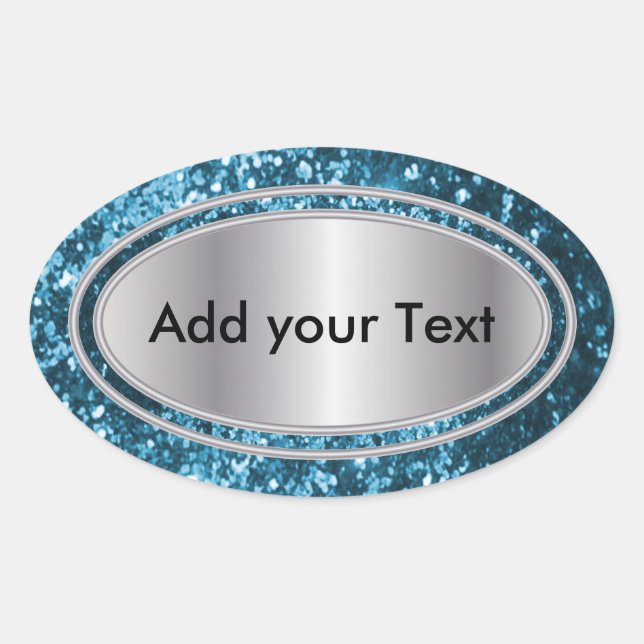 Glittery Glam Teal Sparkles Oval Sticker (Front)