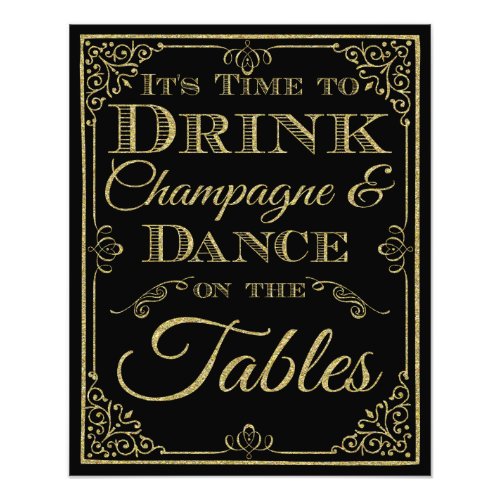 glittery gold and black Dance wedding sign