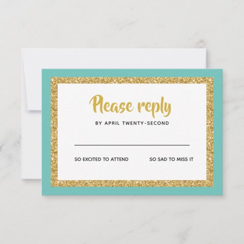 Glittery Gold and Teal Bat Mitzvah Reply