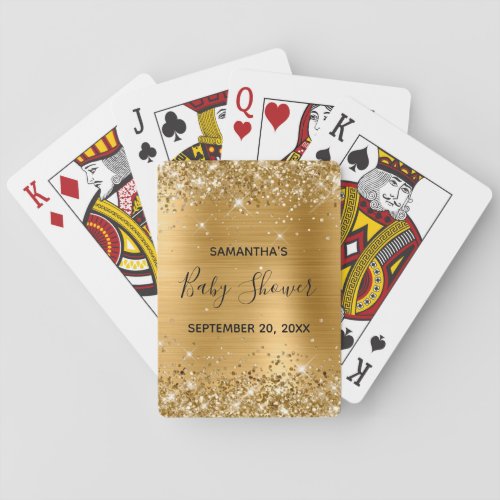 Glittery Gold Baby Shower Favor Playing Cards