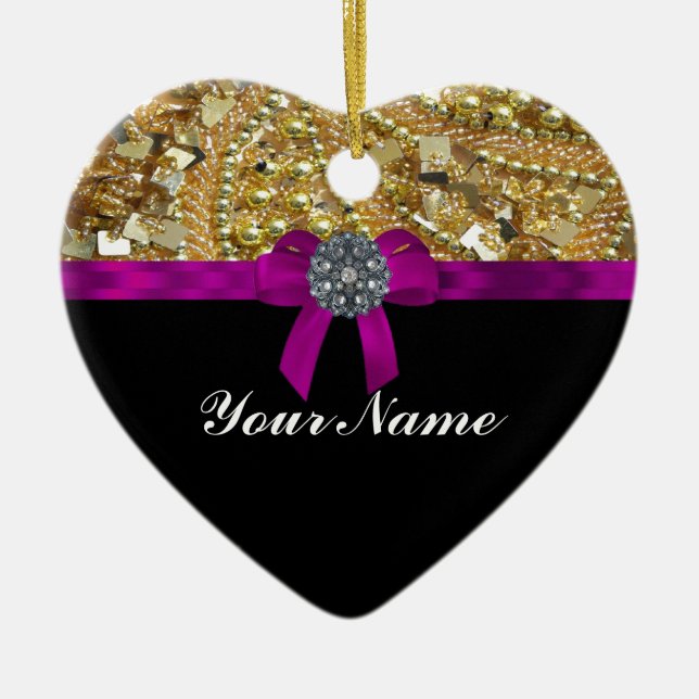 Glittery gold & black ceramic ornament (Front)