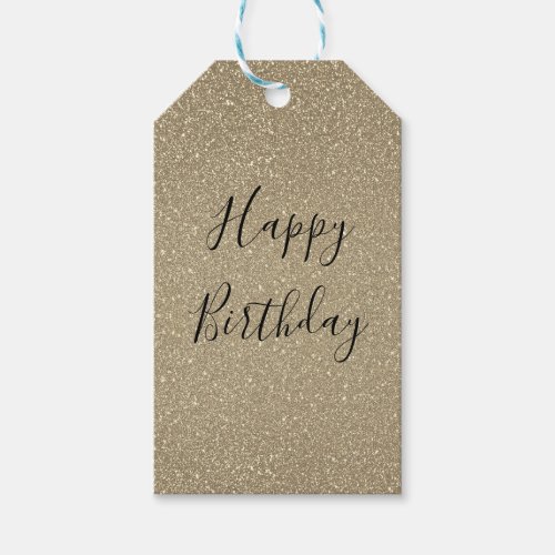 Glittery Gold Black Golden Happy Birthday Sparkly Gift Tags