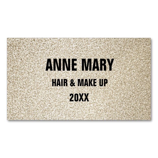 Glittery Gold Black Hair Make Up Modern Spa 2023 Business Card Magnet (Front)