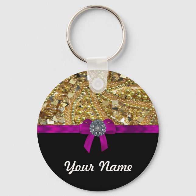 Glittery gold & black keychain (Front)