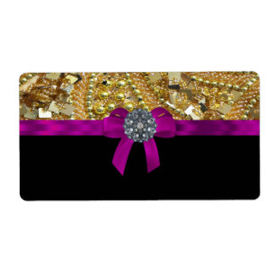 Glittery gold & black label