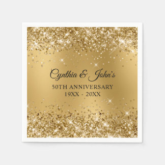 Glittery Gold Blur 50th Anniversary Napkins