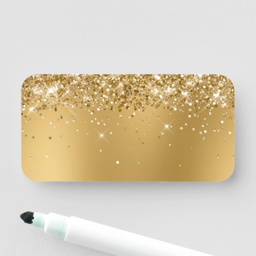 Glittery Gold Blur Blank Name Tag