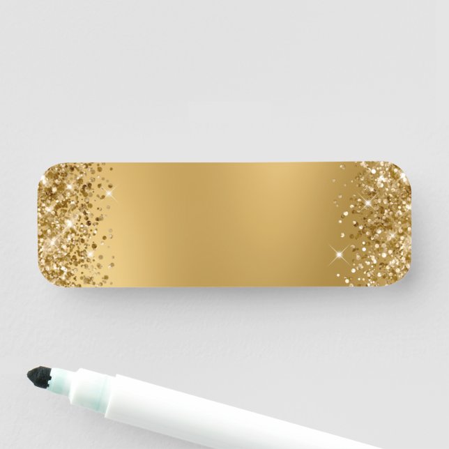 Glittery Gold Blur Blank Name Tag (In Situ)