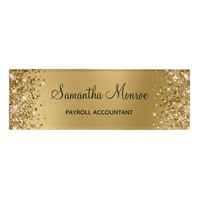 Glittery Gold Blur Name Tag (Front)