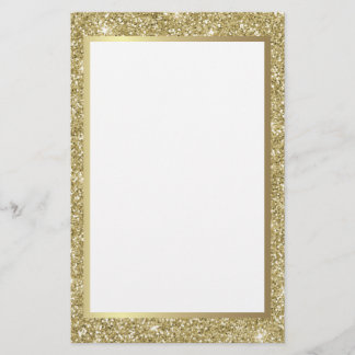 Glittery Gold Border Stationery