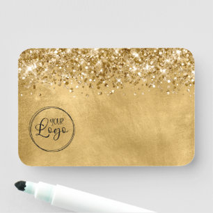 Glittery Gold Business Logo Blank Name Tag
