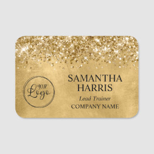Glittery Gold Business Logo Company Name Tag