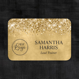 Glittery Gold Business Logo Name Tag