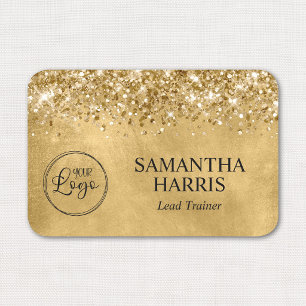 Glittery Gold Business Logo Name Tag