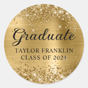 Glittery Gold Class of 2024 Graduate Classic Round Sticker