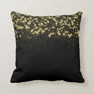 Glittery Gold Confetti Throw Pillow
