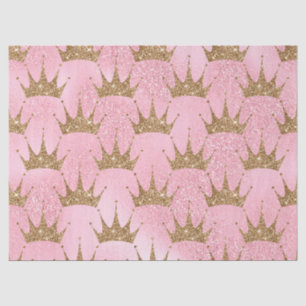 Glittery Gold Crowns on Pink Glitter Decoupage Tissue Paper