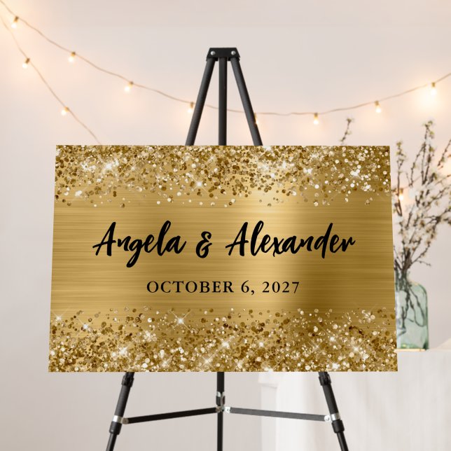 Glittery Gold Faux Foil Wedding Foam Board (In Situ (Stand))