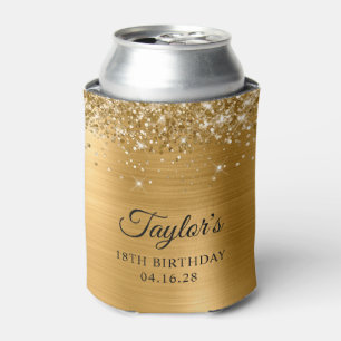Glittery Gold Foil 18th Birthday Can Cooler
