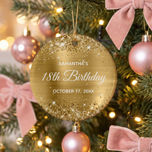 Glittery Gold Foil 18th Birthday Ceramic Ornament