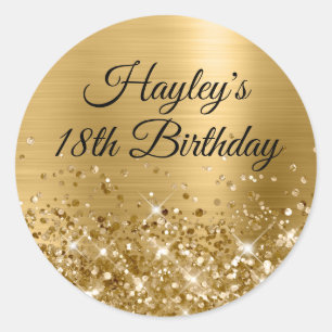 Glittery Gold Foil 18th Birthday Classic Round Sticker